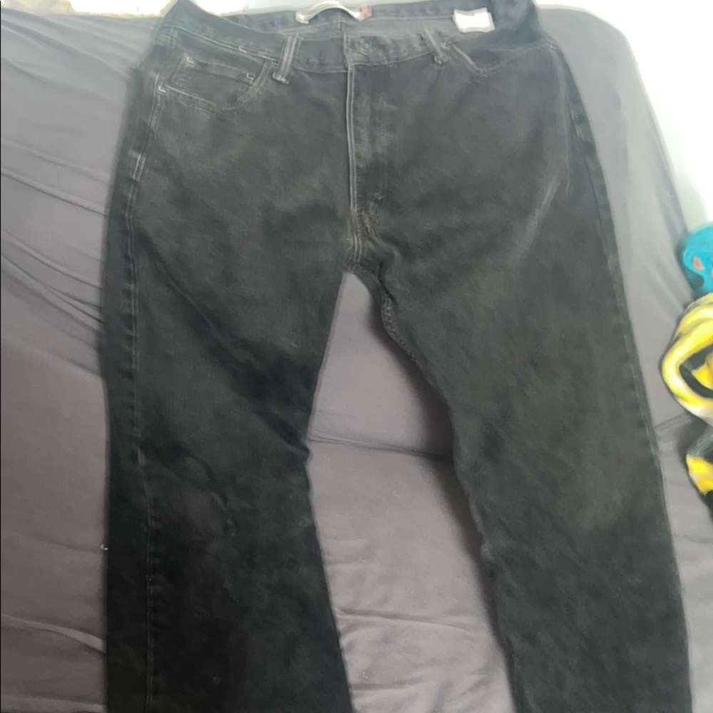 Black Straight-Leg Denim Jeans
